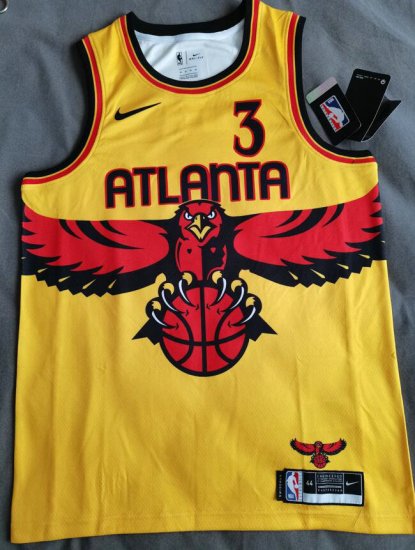 NBA 3 Huerter Atlanta Hawks 21-22 City Maillot jaune imprimé